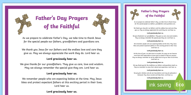 Father's Day Prayers Of The Faithful Print-Out - Prayers Of The