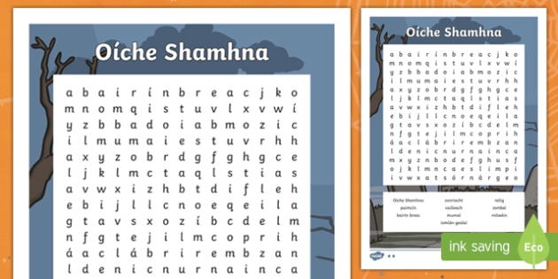 Oíche Shamhna Differentiated Word Search Gaeilge