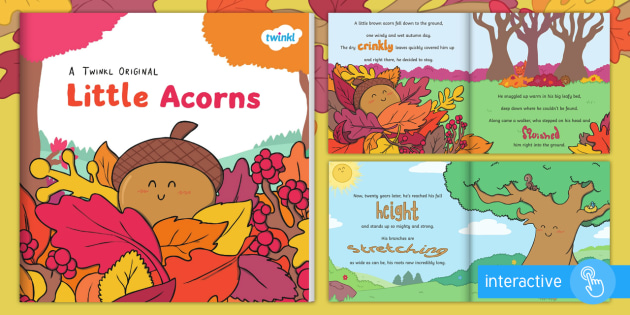 Little Acorns eBook - story, outdoor, life cycle, tree, seasons, acorn, oak, british tree, ks1, reading, book