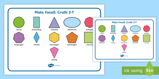 Mata Focail: Cruth 2-T - 2D Shape Word Mat, mata focail: cruth 2-T, mata focail crutha 2-T, mata focail, Word mat, writing ai