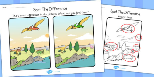 Dinosaurs Spot the Difference Activity - dinosaur, activity