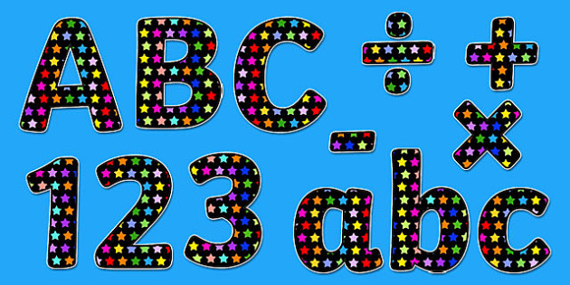Multicoloured Star Themed Display Lettering - star, lettering