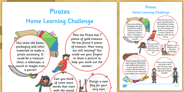 EYFS Pirates Home Learning Challenge Sheet Reception FS2 - eyfs, pirates, home learning, challenge