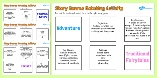 Story Genres Matching Activity - ESL Story Genres