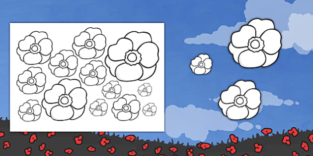 Cut-out and Colour-in Poppies - poppies, remembrance, activity