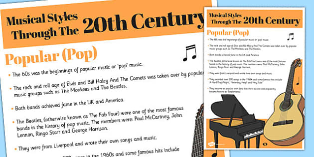 Musical Styles Through The 20th Century: Popular Information