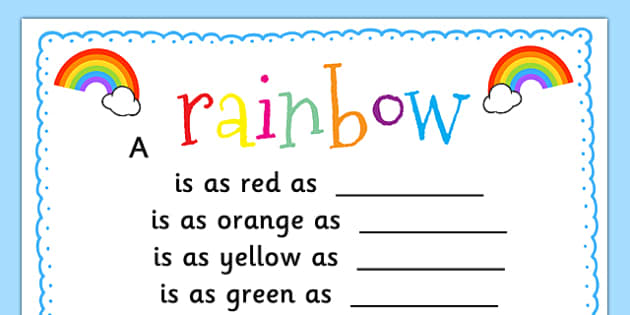 Rainbow Simile Poem Writing Template rainbow simile poem