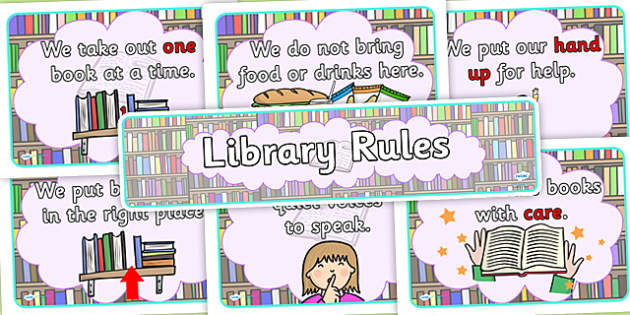 Library Rules Display Poster Pack Library Library Rules 6664