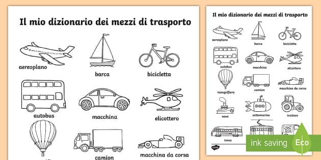 Mezzi Di Trasporto Con La G Il Vocabolario dei Mezzi di Trasporto Fogli da colorare - i
