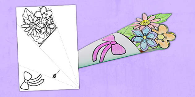 Mother s Day Paper Flower Bouquet Colouring Activity bouquet