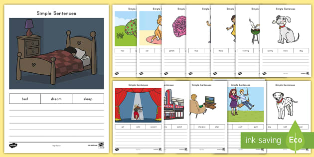 Simple Sentences Activity Sheets - Sentence Structure, Writing