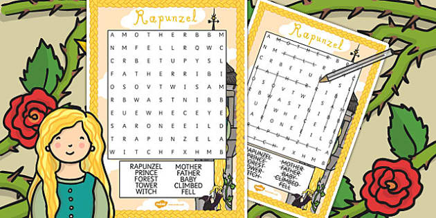 Rapunzel Wordsearch Wordsearch Rapunzel Story Word 