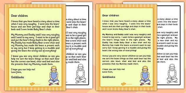 goldilocks apology letter goldilocks apology letter goldilocks apology letter goldilocks apology letter