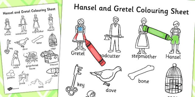 Hansel And Gretel Words Colouring Sheet - Colour, Hansel, Gretel