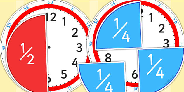 Fractions of Time Teaching Activity - fractions, time, clock