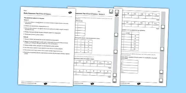 Year 6 Maths Assessment Term 3 Fractions - Key Stage 2, KS2