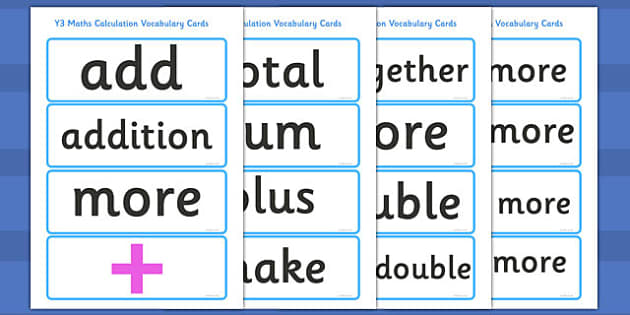 Y3 Maths Calculation Vocabulary Cards - Y3 Maths, calculation