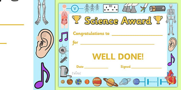 Science Award Certificate - science award certificate, science