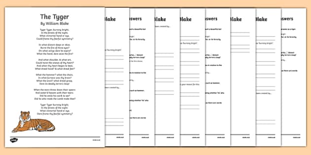 Poem By William Blake Differentiated Reading Comprehension