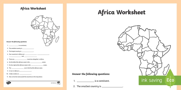 Africa Worksheet - africa, africa worksheet, africa questions