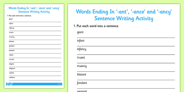 words-ending-in-ant-ance-and-ancy-sentence-writing-activity