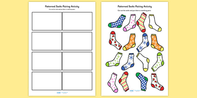 Patterned Socks Pairing Activity - patterns, matching, pairs