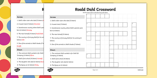 Roald Dahl Crossword