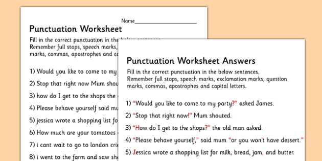 Complete The Sentence Punctuation Activity Sheet writing frame