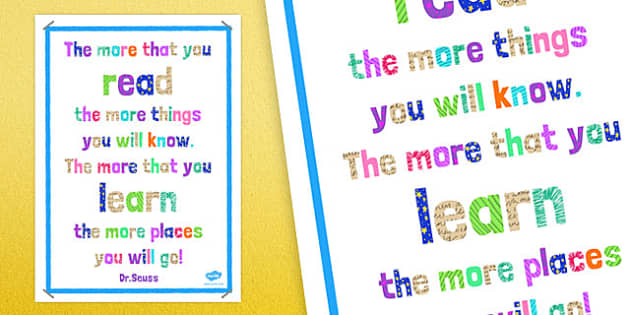 Dr Seuss Reading Quotes Poster - dr seuss, dr seuss poster, dr