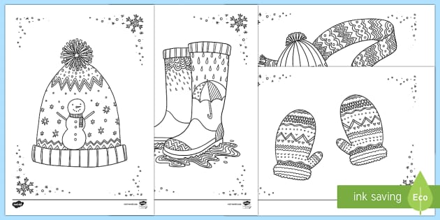 Winter Clothes Mindfulness Colouring Sheets - Mindfulness