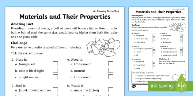 materials-and-their-properties-activity-sheet-amazing-fact-of