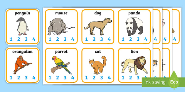 Animal Syllables Card Activity - animals, syllables, syllable