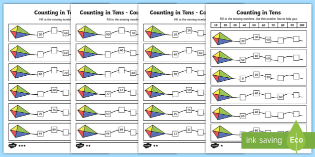 Counting in Tens Activity Sheets - year 2, maths, place value