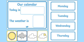 Calendars Primary Resources, months, year, days, week - Page 1