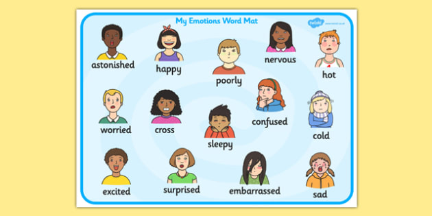 My Feelings Word Mat - Word mat, writing aid, emotions
