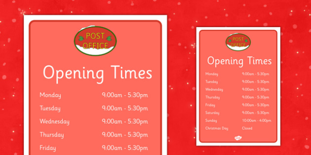 The Post Office The Post Office Opening Times