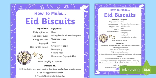 making eid biscuits recipe sheet making eid biscuits