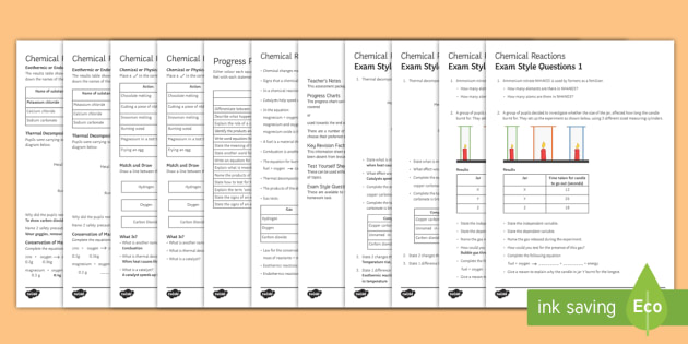 Chemical Reactions Assessment Package - Assessment Package, exothermic ... Chemical Reactions Assessment Package - Assessment Package, exothermic ...