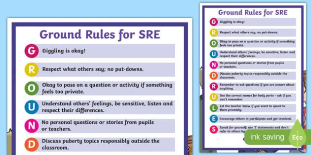 Sex And Relationships Education Sre Ground Rules Display
