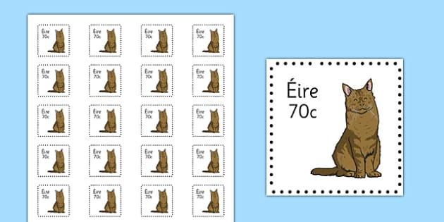 Irish Postage Stamps Cut Outs Stamps , Role Play, Aistear