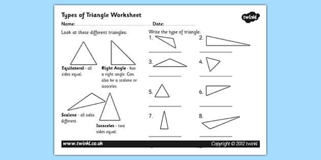 Triangle homework sheet