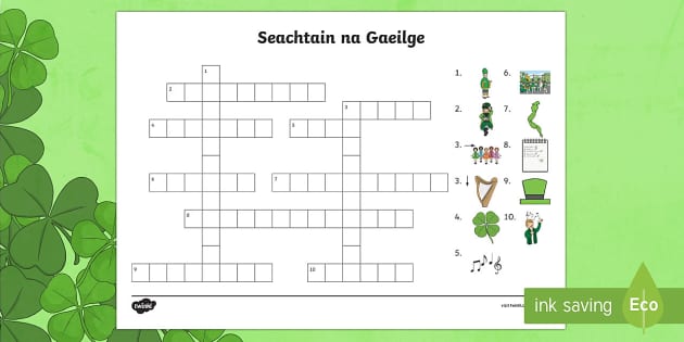 Irish Week (Seachtain na Gaeilge) Crossword Gaeilge - ROI