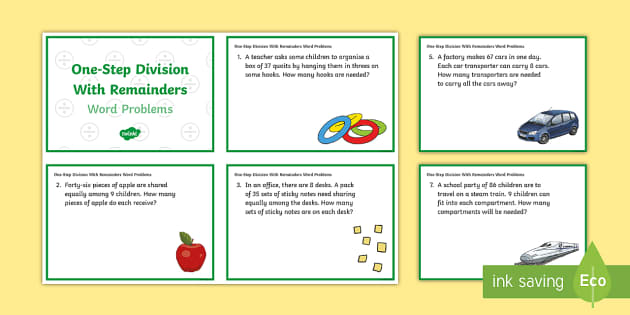 KS2 One-Step Division with Remainders Word Problems Maths