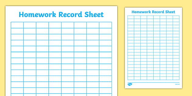 Homework log template