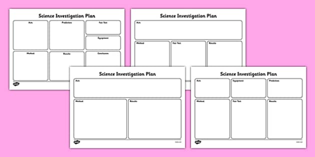 Science Investigation Writing Frame Planners - scientific