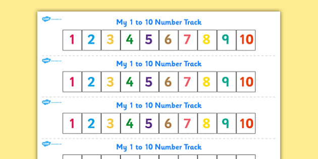 Worksheets 1 To 10 Numbers numbers 1 10 numbertrack maths math number track n 10