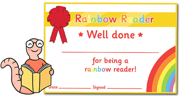 Editable Rainbow Reader Book Certificates - Editable Book