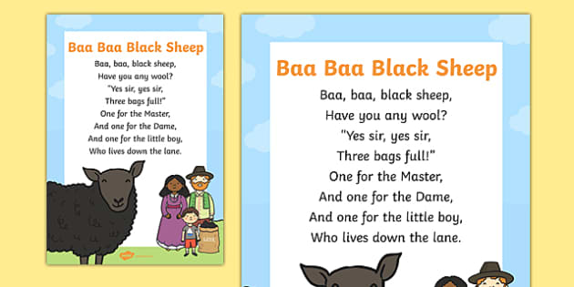 Baa Baa Black Sheep - baa baa black sheep, nursery rhyme, song