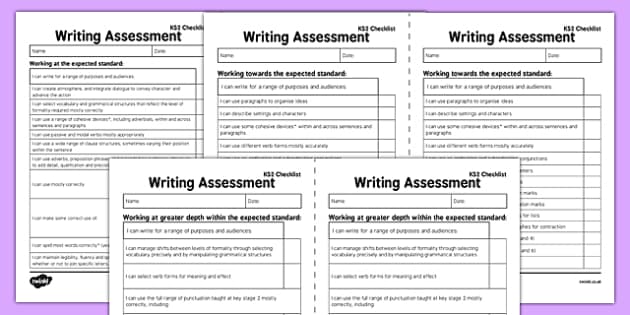 Y6 'I Can' Writing Assessment Exemplification Checklists - year