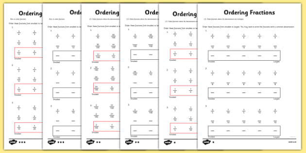 Printables Ordering Fractions Worksheet year 5 ordering fractions activity sheet fractions